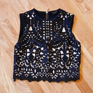 Front laced black and nude Top